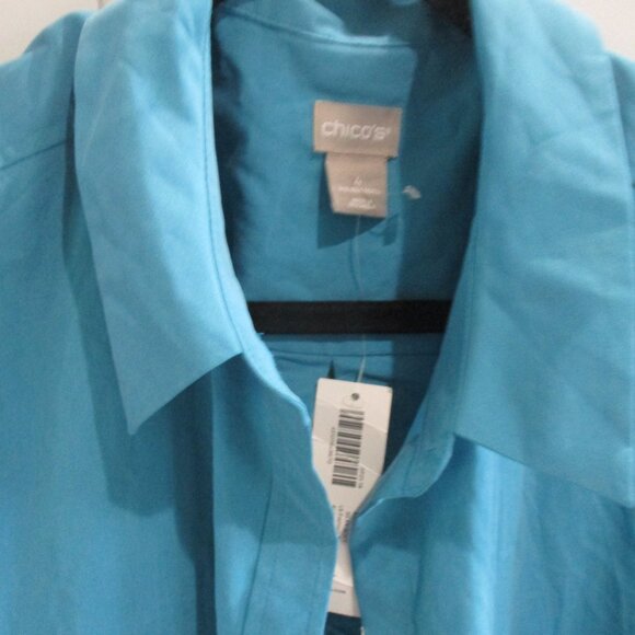 Chico’s teal blue new nwt  button front shirt blouse modal poly 1x 2x - Picture 2 of 2